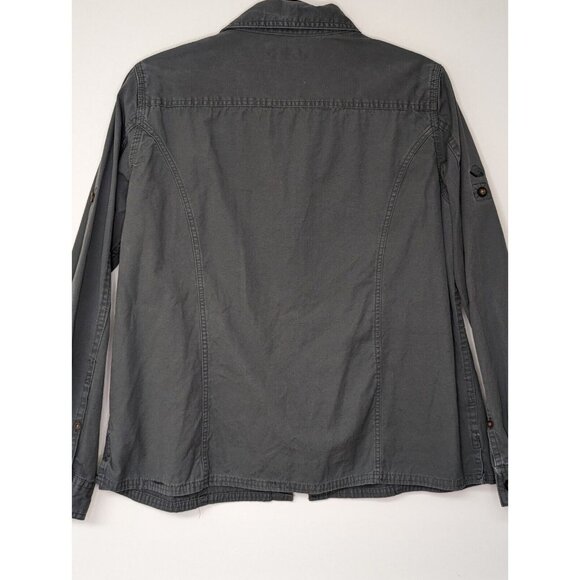 Dri Duck for Her Long Sleeve Shirt Size L Cotton Button Up Top Roll Tab Gray - Picture 2 of 7